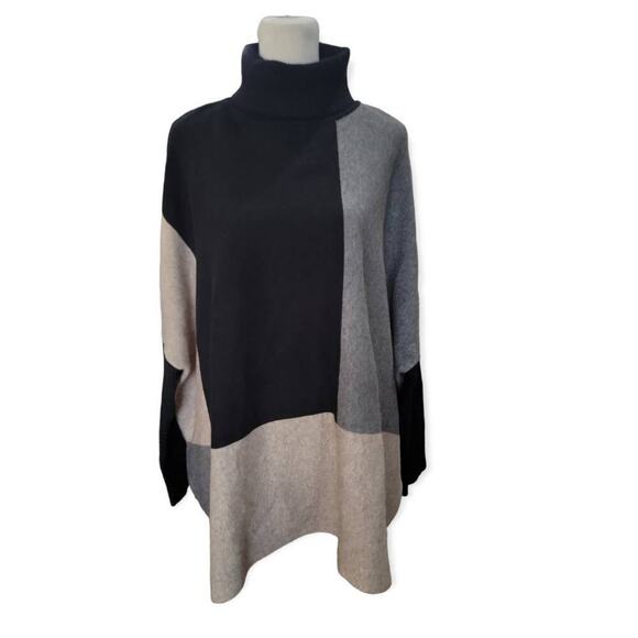 Keren Hart Women's Color Block Long Sleeve Turtleneck Tunic Sweater Size XL‎ - Picture 1 of 9